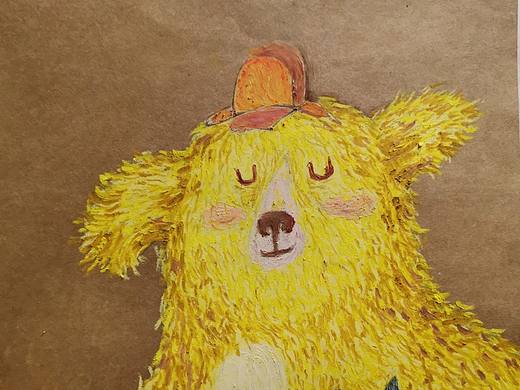 熊 油画棒 插画