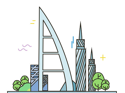 线条风地标建筑