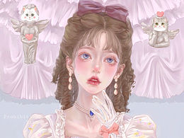 《少女和她的貓咪天使》