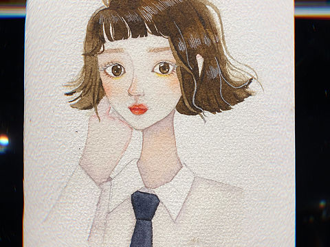 少女水彩头像
