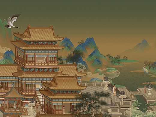 宫庭春山图