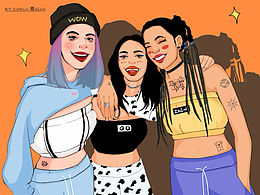 头像插画 欧美风插画 辣妹壁纸