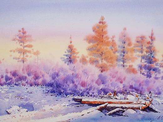 冬日粉妆（附水彩教程）