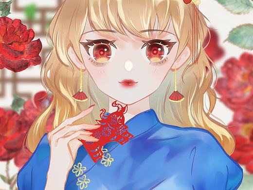 蓝色旗袍