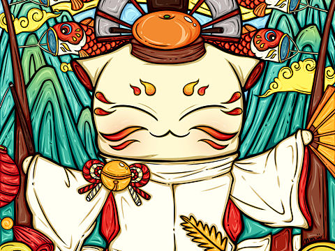 阴阳师同人国潮插画