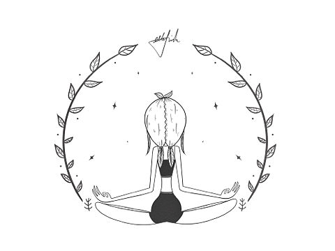 黑白瑜伽插画（30）
