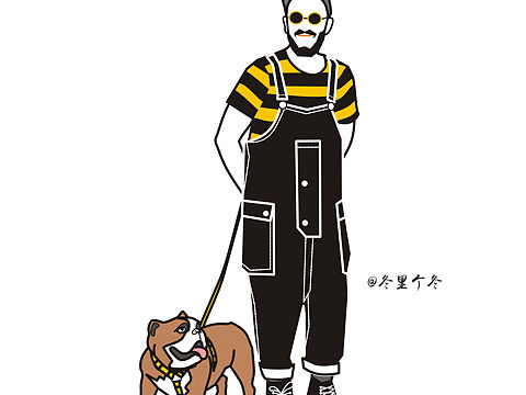 人物插画作品《他的爱宠》