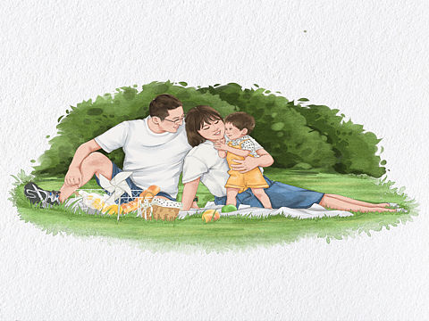 一家三口（个人主页-ZNDk0MTIwMDQ=） - 艺术插画 - 站酷设计师叫我小茗就行原创素材 - 站酷ZCOOL