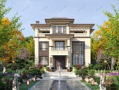 新中式高端别墅效果图