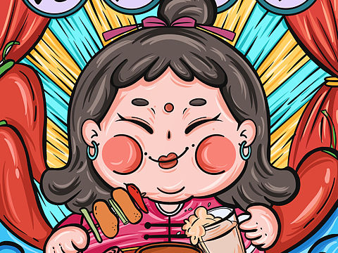 国潮风插画｜火锅美食