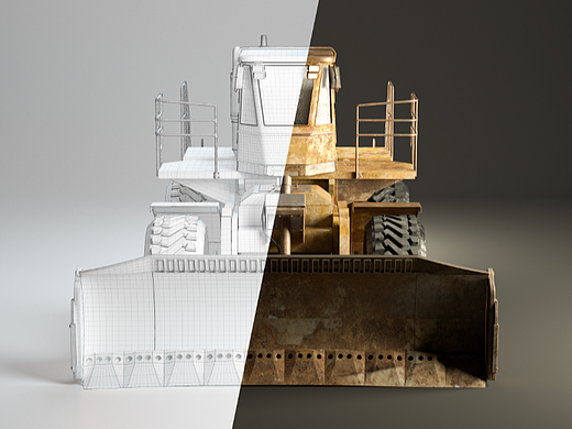 应该是一个推土机---C4D硬边建模+渲染
