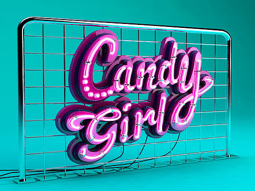 《Candy girl》霓虹灯字体设计（个人主页-ZMjE0MTI0MTY=） - 其他三维 - 站酷设计师DEDEISME原创素材 - 站酷ZCOOL