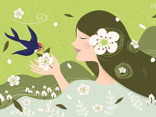 原创作品：《梨花知春信》（个人主页-ZMjY3MTk0NDA=） - 创作习作 - 站酷设计师麦芽Tang原创素材 - 站酷ZCOOL