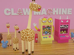 c4d娃娃机  claw machine卡通