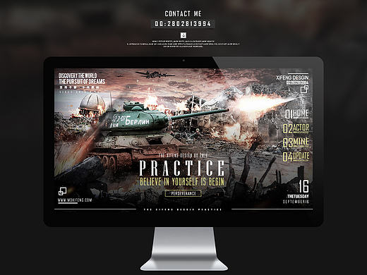 T34坦克合成banner海报（含素材和PSD源文件）