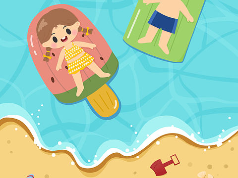 海边的夏天（个人主页-ZNTM3Nzk2MjQ=） - 儿童插画 - 站酷设计师Z49688082原创素材 - 站酷ZCOOL