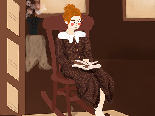 原创插画 | 看书的小女孩