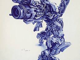 RL圆珠笔画手绘——《大黄蜂》