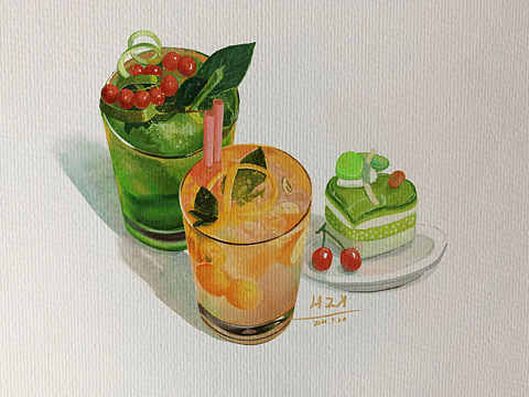 iPad水彩练习，美食绘画