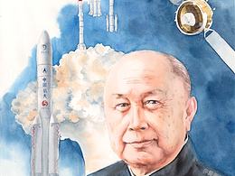 錢學(xué)森水彩頭像