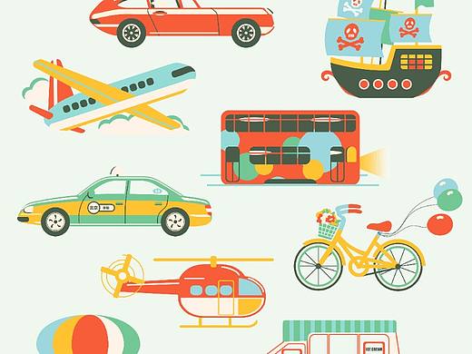 复古风可爱的交通工具（个人主页-ZNDAzMTE2NjA=） - 创作习作 - 站酷设计师florafangfang原创素材 - 站酷ZCOOL