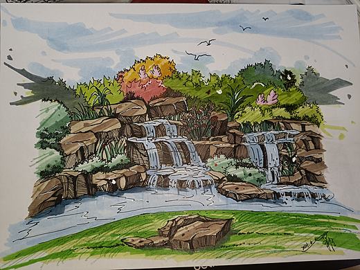 线稿+马克笔 全过程