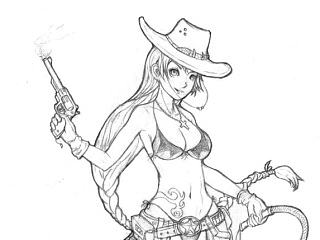 牛仔妹——手绘小练习