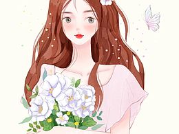 水彩森系少女系列