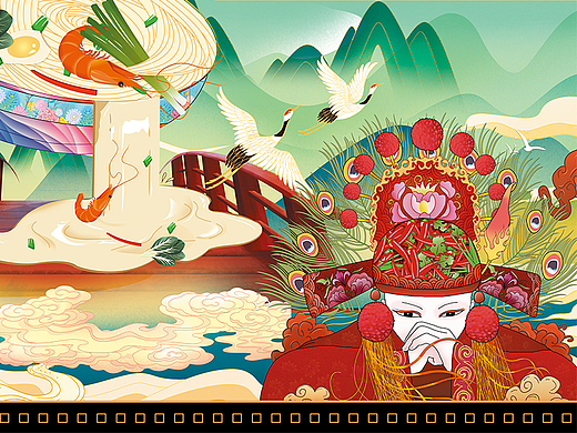 过桥米线包装插画临摹（个人主页-ZNjE5ODY1MzY=） - 商业插画 - 站酷设计师猪大蹄原创素材 - 站酷ZCOOL