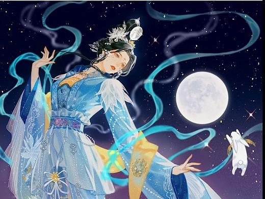 以閃亮之名嫦娥套（個(gè)人主頁-ZNjY0Njk5MDQ=） - 藝術(shù)插畫 - 站酷設(shè)計(jì)師Rosa_在畫了原創(chuàng)素材 - 站酷ZCOOL