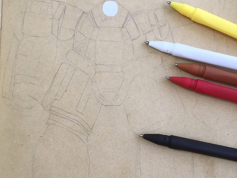 彩铅,钢铁侠,反浩克装甲.