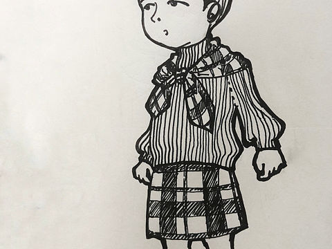 给小满设计制作的披肩+格纹短裙