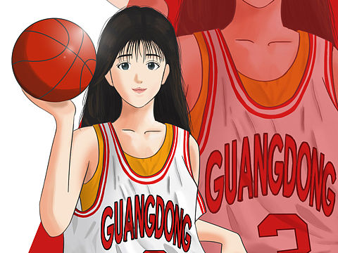 赤木晴子穿着胡明轩球衣