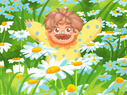 花丛中的小朋友