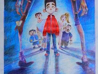 黑暗系列动画电影手绘海报-通灵男孩
