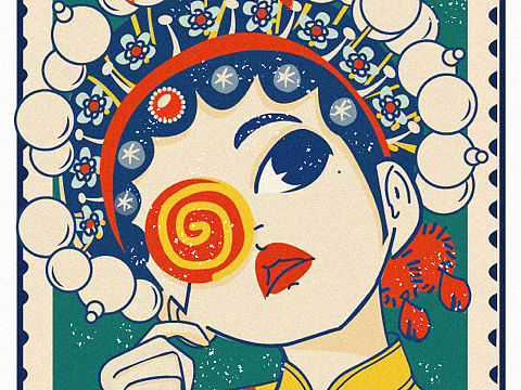 国潮风海报（个人主页-ZNTM0Nzk5OTY=） - 新锐潮流插画 - 站酷设计师小布丁吃西瓜原创素材 - 站酷ZCOOL