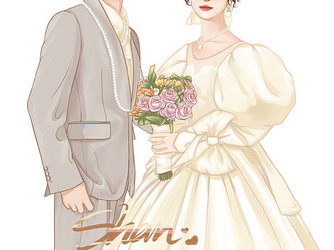 手绘婚纱照