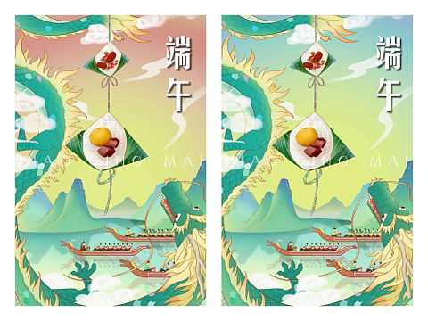 国风端午粽子包装插画