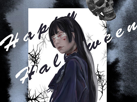 万圣节 《暗黑少女》🖤（个人主页-ZMzExMzQ4OTI=） - 创作习作 - 站酷设计师怕猫的男孩原创素材 - 站酷ZCOOL