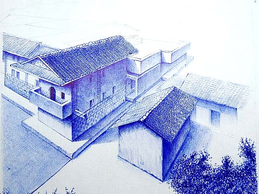 《圓珠筆畫》建筑（個人主頁-ZMjczODQ2NjQ=） - 繪畫 - 站酷設(shè)計師小天手繪原創(chuàng)素材 - 站酷ZCOOL