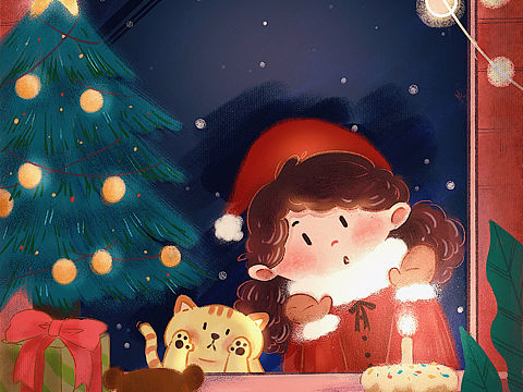 圣誕快樂（個人主頁-ZNTMwMTAxMzY=） - 兒童插畫 - 站酷設計師毛小卷兒原創(chuàng)素材 - 站酷ZCOOL