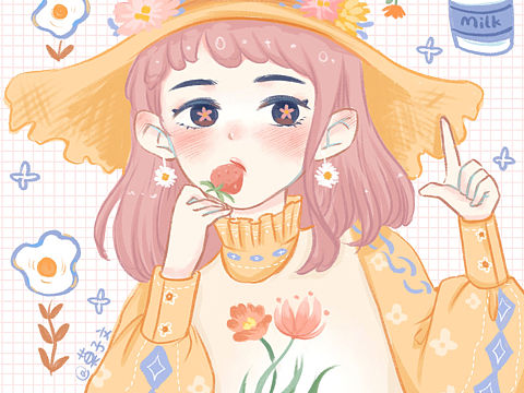 草莓牛奶如何制作？！（個(gè)人主頁-ZNDg4MzI0MjA=） - 藝術(shù)插畫 - 站酷設(shè)計(jì)師莫子文原創(chuàng)素材 - 站酷ZCOOL