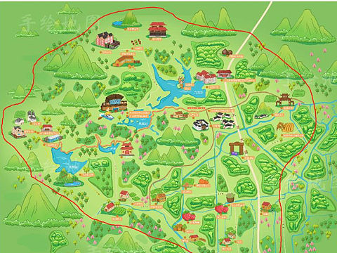 九龙湖度假景区手绘地图.智慧导览地图