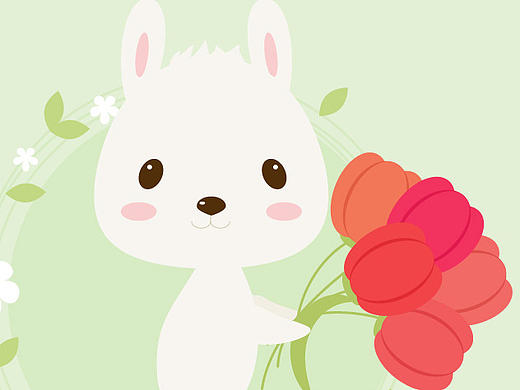 拿郁金香的小兔子