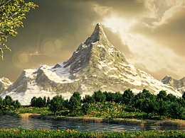 Blender山脈湖泊建模渲染練習