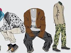 矢量鼠绘人物&nbsp;动态服装表现