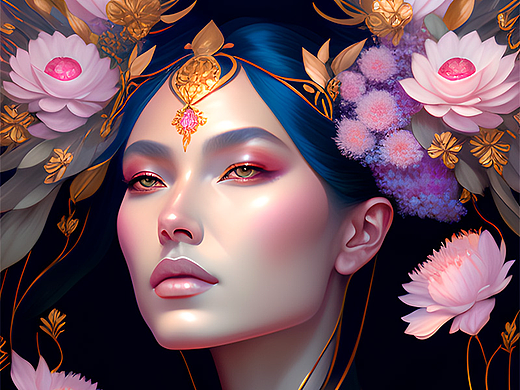 【ai绘画作品-7】花儿与女王17aicreator官方n牛牛平面设计学习视频萧