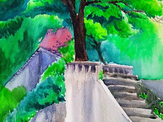 水彩风景写生选修课作业