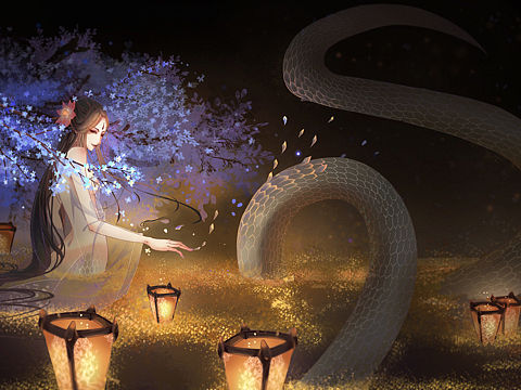 汤圆节放河灯