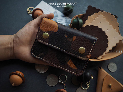 皮侠客P.X.K - 手工牛皮摔纹迷彩机车零钱包.